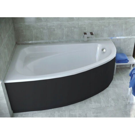Bañera rinconera CORNEA 140x80 cm izquierda con delantal negro
