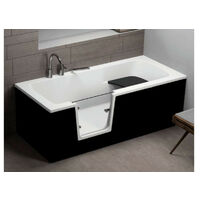 Bañera con puerta ADELAIDE II negro 160/170/180x75/80x54 cm - Dimensiones: 160cm