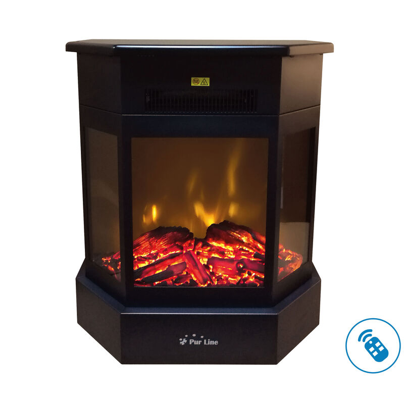 Chimenea Eléctrica 2kW en acero negro con mando a distancia