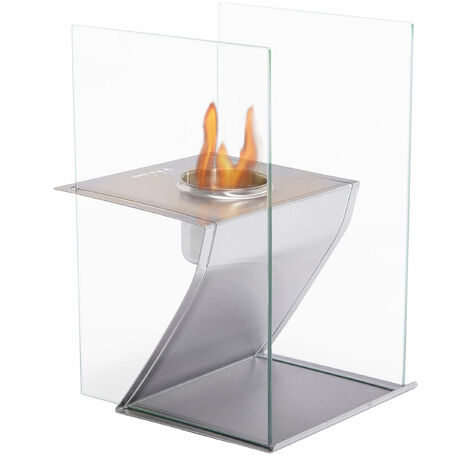Chimenea de etanol de sobremesa en acero inoxidable y cristal templado