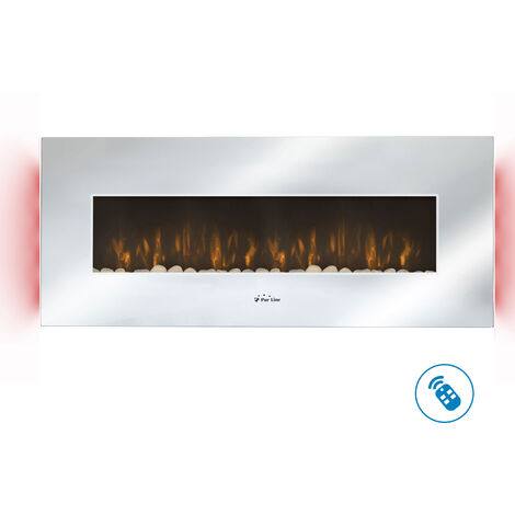 Chimenea eléctrica mural 2kW panorámica en cristal templado efecto espejo