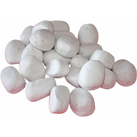 Piedras decorativas en blanco de fibra cerámica para chimenea. Pack de 24 uds