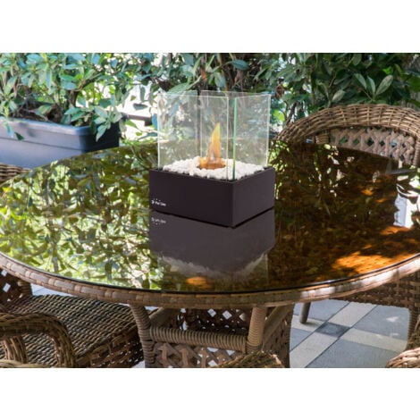 Chimenea de etanol de sobremesa en metal negro