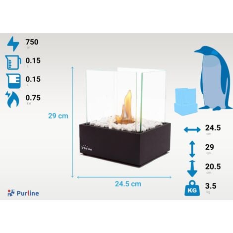 Chimenea de etanol de sobremesa en metal negro