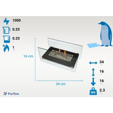 Chimenea de etanol de sobremesa en metal Negro