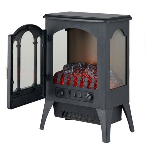 Chimenea eléctrica tipo estufa 2kW con diseño moderno en negro