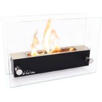 Chimenea de etanol de sobremesa en acero inoxidable y cristal templado
