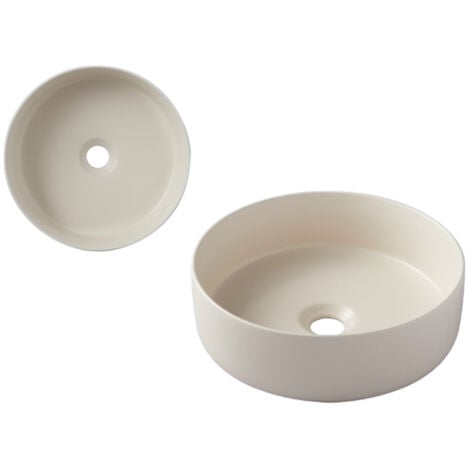 Vasque à poser Andria ø37cm - Beige mat - Rebords fins