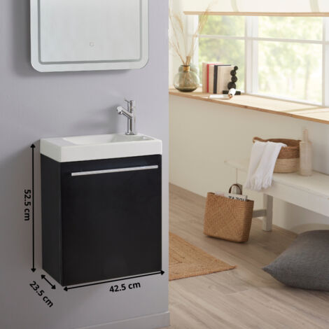 Pack Meuble lave-mains Noir Mat - Mitigeur à droite - L.42.5 X H. 52.5 cm - Hamac 3