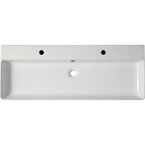 Vasque à poser ou à suspendre double robinet grande taille 110 x 42 cm - Regus