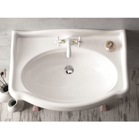 Lavabo colonne rétro 60 cm en céramique blanc