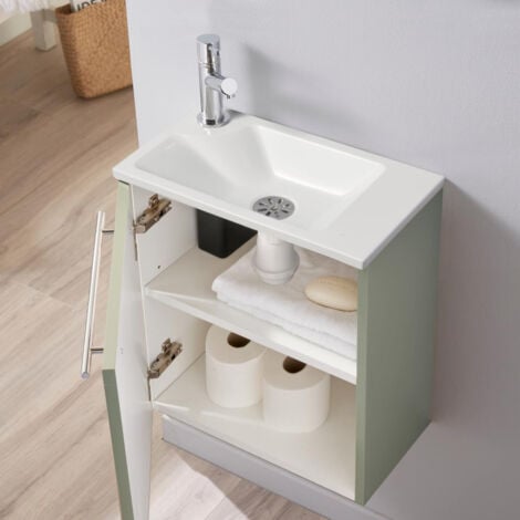 Meuble lavabo suspendu et meuble WC avec cuvette à poser – 80 cm