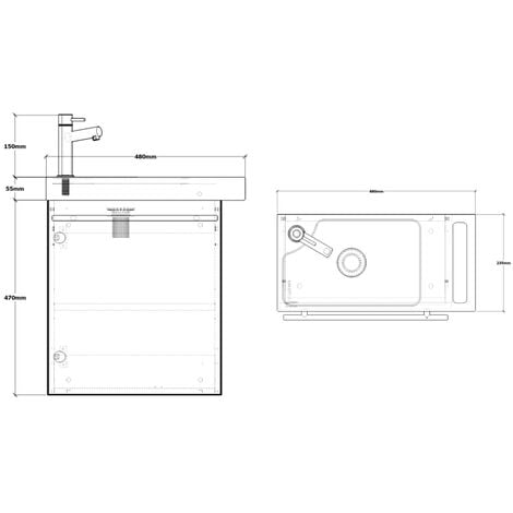 Pack lave mains Chêne Oak bordolino avec lave mains porte serviette et robinetterie eau froide