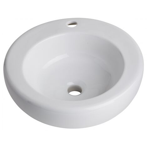 Vasque à poser en bol et céramique blanche