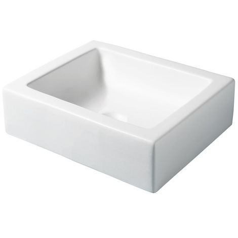 Vasque à poser carrée en céramique blanc
