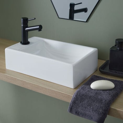Lave mains rectangle blanc contemporain