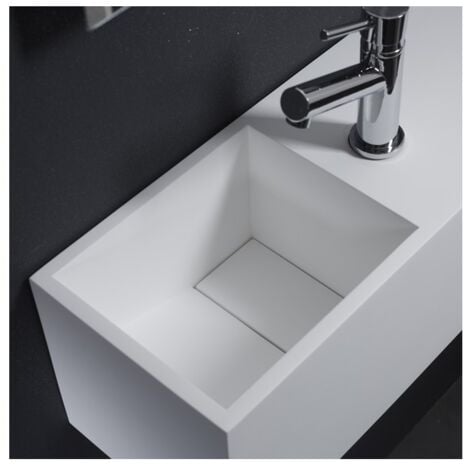Lave-mains en solid surface Arezzo 54x20 cm avec espace de rangement