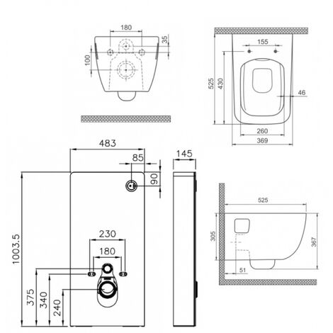 Pack WC suspendu mural en verre blanc + cuvette suspendue carénée slim