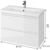 Meuble de salle de bain 80x37.5 cm faible profondeur blanc