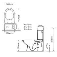 WC à poser avec lave-mains intégré sans bride sortie horizontale Opale