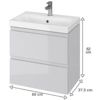 Meuble de salle de bain 60x37.5cm faible profondeur gris