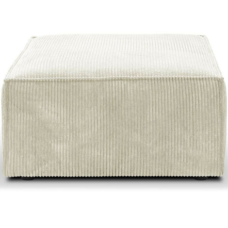 Pouf en velours côtelé beige - Harper (1/4)