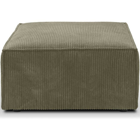 Pouf en velours côtelé vert kaki - Harper (1/5)