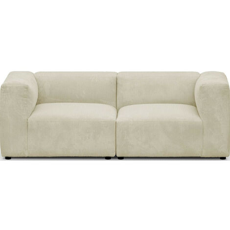 Canapé modulable 3 places en velours côtelé beige - Modulo (1/5)