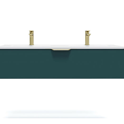 Meuble de salle de bain suspendu double vasque intégrée 120cm 1 tiroir Bleu - Venice