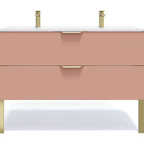 Meuble de salle de bain suspendu double vasque intégrée 120cm 2 tiroirs Abricot - Venice