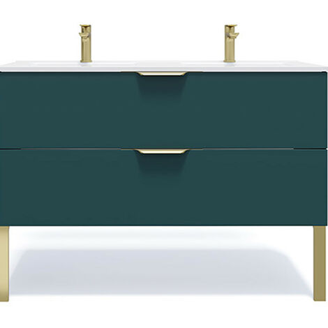 Meuble de salle de bain suspendu double vasque intégrée 120cm 2 tiroirs Bleu - Venice (1/5)