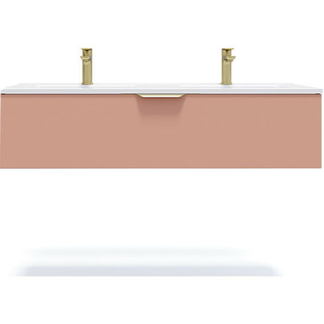 Meuble de salle de bain suspendu double vasque intégrée 120cm 1 tiroir Abricot - Venice (1/5)