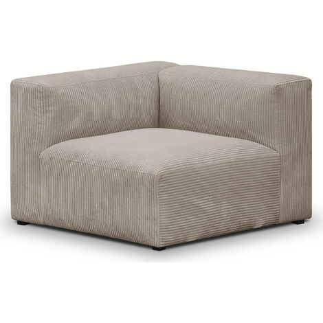 Chauffeuse d'angle à gauche modulable en velours côtelé taupe - Modulo (1/3)