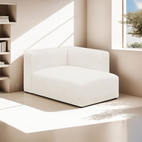 Méridienne d'angle à droite modulable en tissu bouclé beige - Modulo