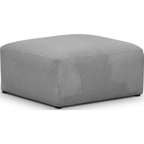 Pouf / repose-pieds modulable en velours côtelé gris clair - Modulo (1/3)