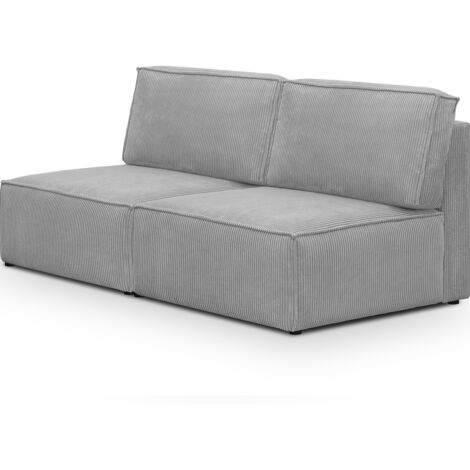 Module canapé 2 places en velours côtelé gris clair - Harper Mod (1/2)