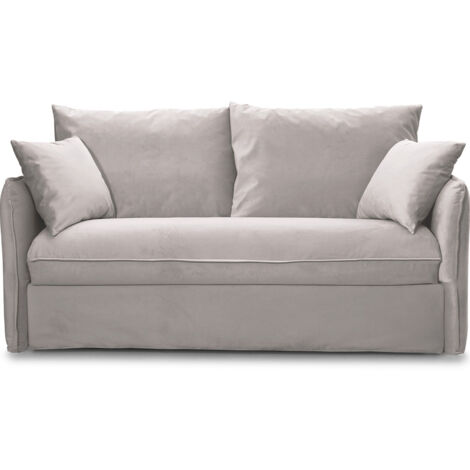 Canapé convertible 3 places en velours taupe - ouverture express - Gina (1/5)