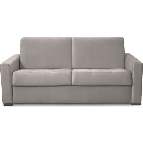 Canapé convertible 3 places en velours taupe - ouverture express - Paloma (1/5)