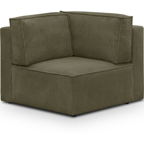 Module d'angle à gauche en velours côtelé vert kaki - Harper Mod (1/4)