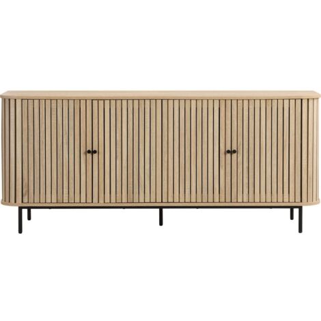 Homifab – Buffet 4 portes effet chêne 168 cm – Structure MDF – Piètement bois massif 15 cm – Rangement optimisé avec 2 tablettes (1/5)