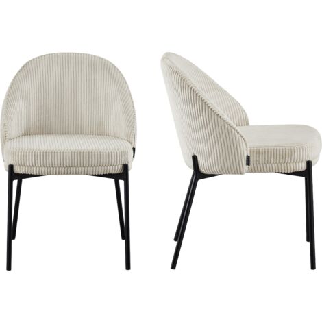 Lot de 2 chaises en velours côtelé beige - Cloé (1/5)