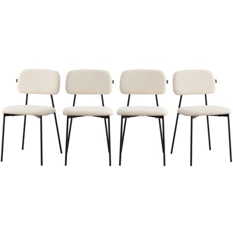 Homifab – Lot de 4 chaises en velours côtelé beige – Structure métal noir – Assise rembourrée 48 cm – Dimensions 46x54x77 cm (1/5)