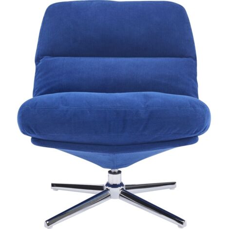 Homifab – Fauteuil pivotant en velours côtelé bleu électrique – Assise 45 cm – Piètement chromé – Confort optimal pour salon et bureau (1/5)