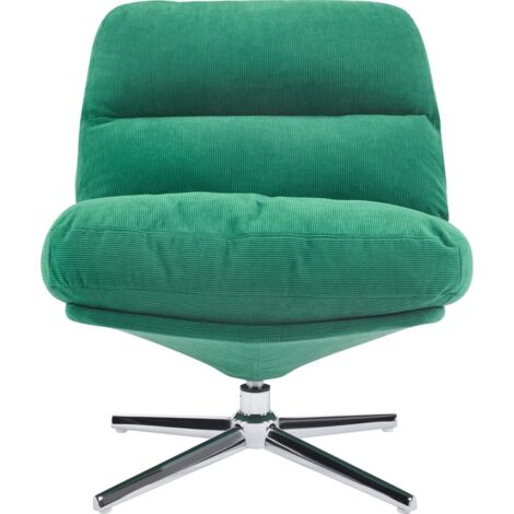 Homifab – Fauteuil pivotant en velours côtelé vert électrique – Piètement chromé – Assise 46.5 cm – Largeur 68 cm – Confort enveloppant
