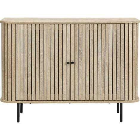 Buffet 2 portes rainurées couleur chêne L106xH78 cm - Solna (1/5)