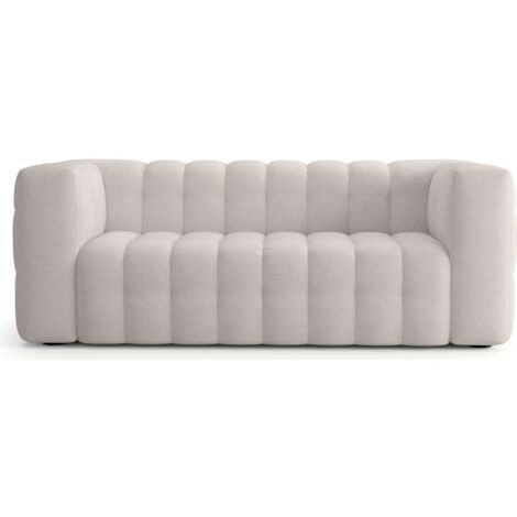 Canapé capitonné 3 places en tissu chenille beige - Cester (1/5)