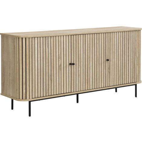 Buffet 3 portes rainurées couleur chêne L160xH78 cm - Solna (1/5)