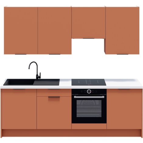 Ensemble de 8 meubles de cuisine - L. 245 cm - terracotta - Luzia (1/5)