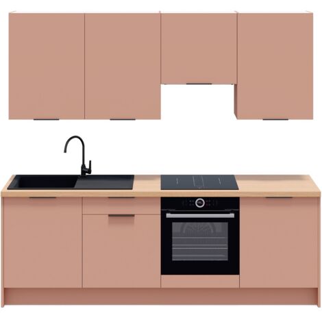 Ensemble de 8 meubles de cuisine - L. 245 cm - abricot - Luzia (1/5)