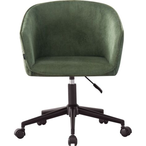 Fauteuil de bureau pivotant et réglable en hauteur en velours côtelé vert kaki - Marlo (1/5)